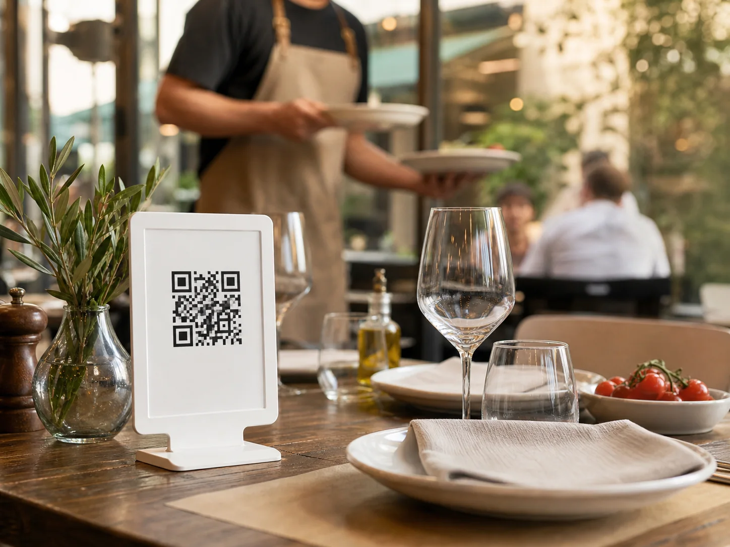 Tavolo di ristorante con QR per ordinare
